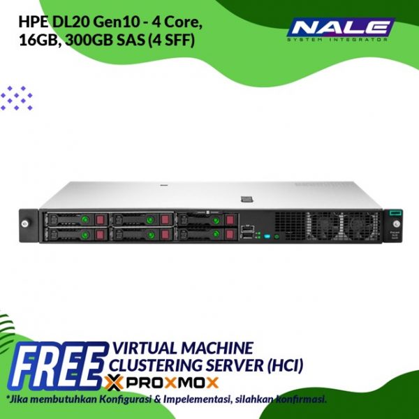 HPE P17080-B21 DL20 Gen10 - 4 Core, 16GB,  300GB SAS (4SSF)