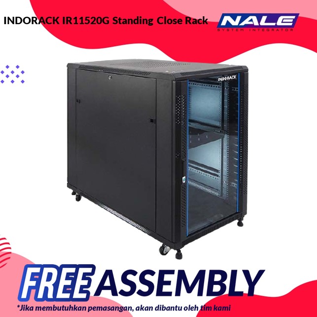 INDORACK IR11520G Standing Close Rack 20U 115mm Depth Glass Door