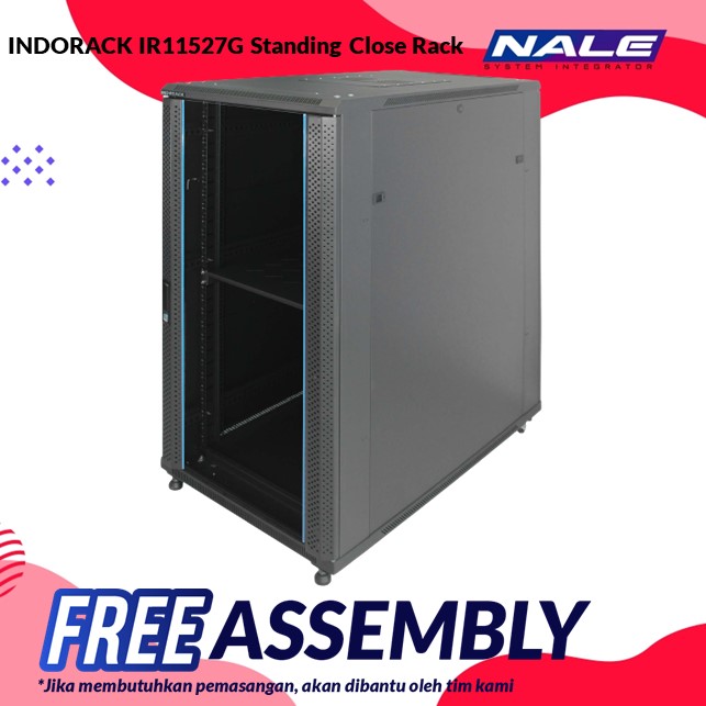 INDORACK IR11527G Standing Close Rack 27U 115mm Depth Glass Door