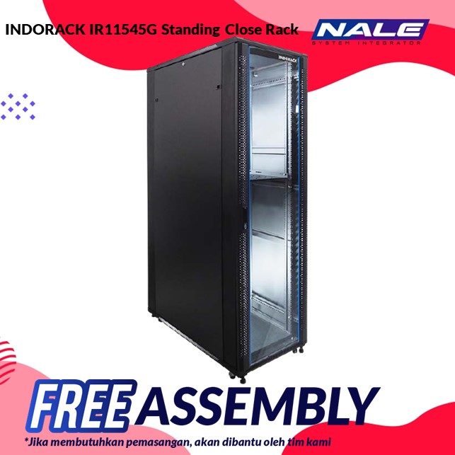 INDORACK IR11545G Standing Close Rack 45U 115mm Depth Glass Door