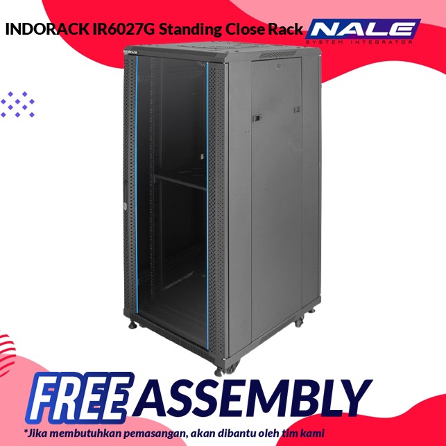 INDORACK IR6027G Standing Close Rack 27U 600mm Depth Glass Door