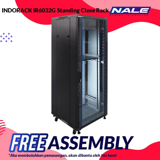 INDORACK IR6032G Standing Close Rack 32U 600mm Depth Glass Door