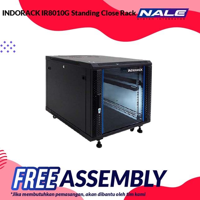 INDORACK IR8010G Standing Close Rack 10U 800mm Depth Glass Door