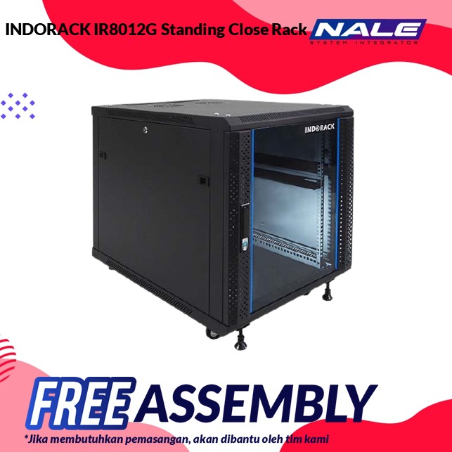 INDORACK IR8012G Standing Close Rack 12U 800mm Depth Glass Door