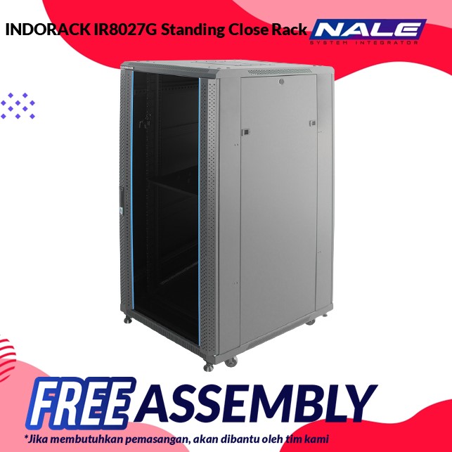 INDORACK IR8027G Standing Close Rack 27U 800mm Depth Glass Door