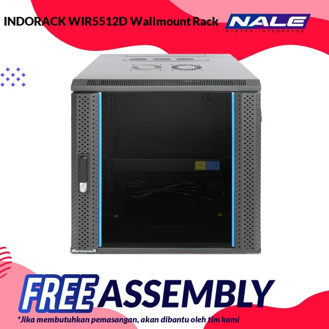 INDORACK WIR5512D Wallmount Rack 12U-550mm Depth Double Glass Door