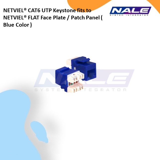 Slide1 NETVIEL® CAT6 UTP Keystone fits to NETVIEL® FLAT Face Plate / Patch Panel ( Blue Color ) (NVL-KS-01-06) - Gambar 1