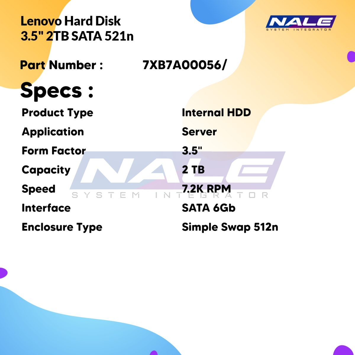 Lenovo Hard Disk 3.5" 2TB SATA 512n HDD (7XB7A00056) - Gambar 2