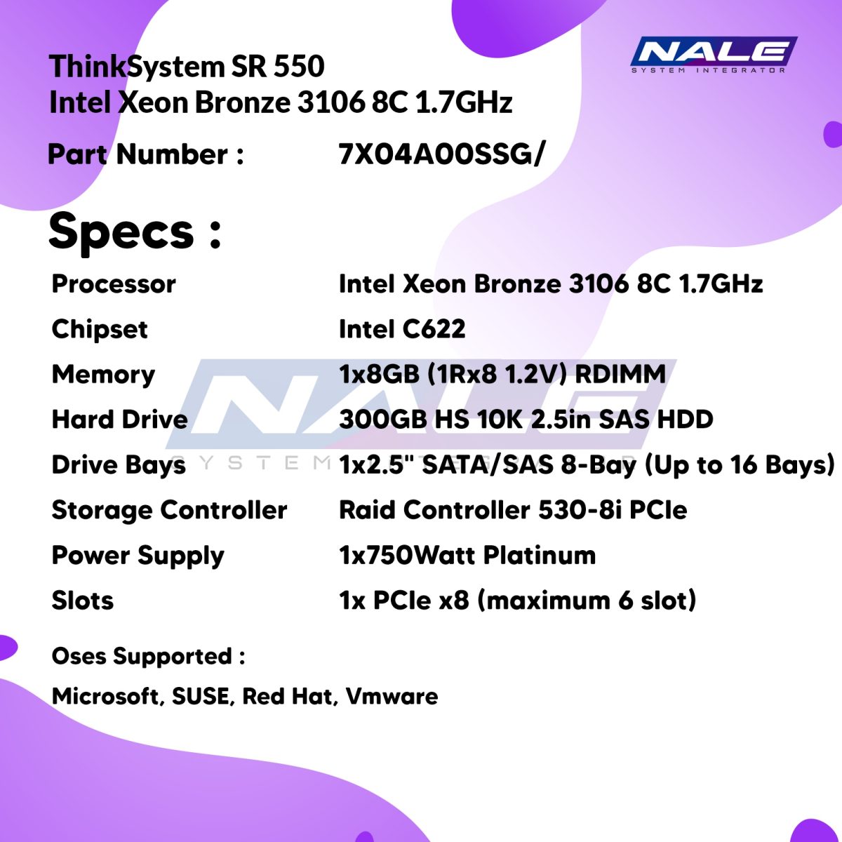 Lenovo ThinkSystem SR550 Intel Xeon Bronze 3106 8C 1.7Ghz (7X04A00SSG) - Gambar 3