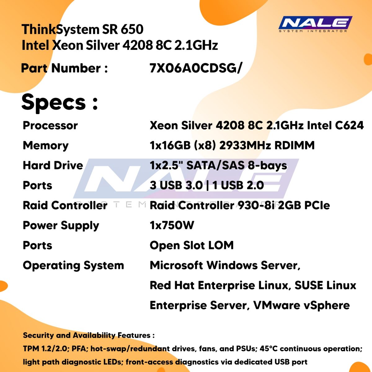 Lenovo ThinkSystem SR650 Intel Xeon Silver 4208 8C 2.1Ghz (7X06A0CDSG) - Gambar 3