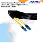 Netviel Breakout Armored Patch Cord FC-FC, Duplex Singlemode G652 9um/125um, 1 meter (NVL-DPSM1-FC-FC-BOA-01)
