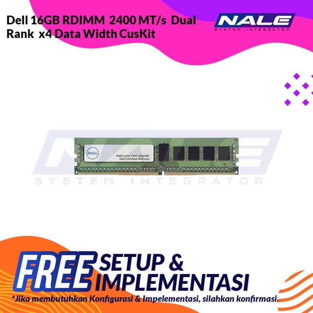 Slide1 Dell 16GB RDIMM 2400 MT/s Dual Rank x4 Data Width CusKit - Gambar 1