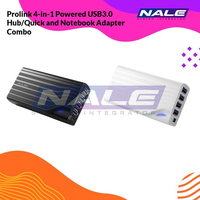 PUH501-NB Prolink 4-in-1 Powered USB3.0 Hub/Quick and Notebook Adapter Combo (PUH501-NB) - Gambar 1