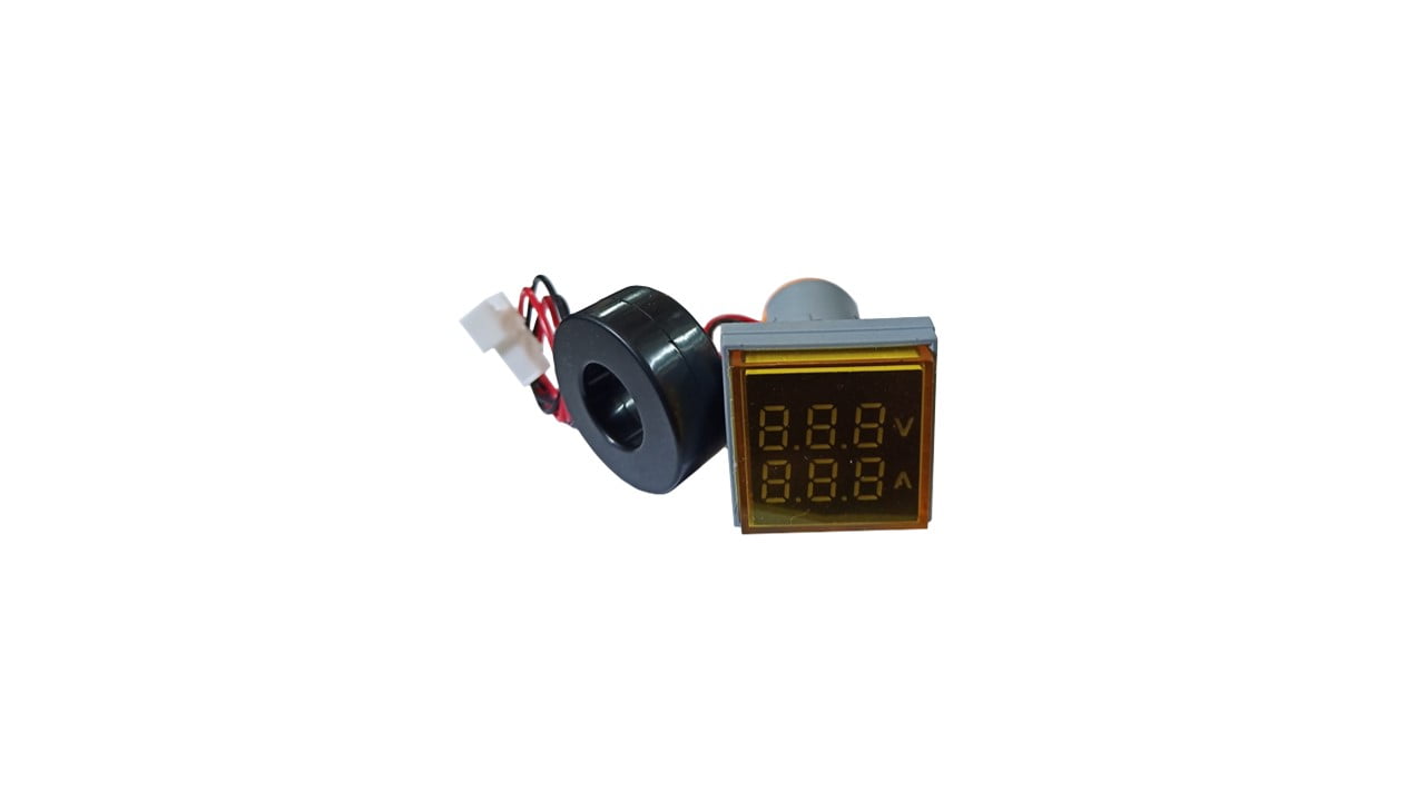 231 ECLAT PILOT LAMP LED VOLT METER 22MM 20-500V SQUARE PANEL YELLOW INDICATOR - Gambar 1