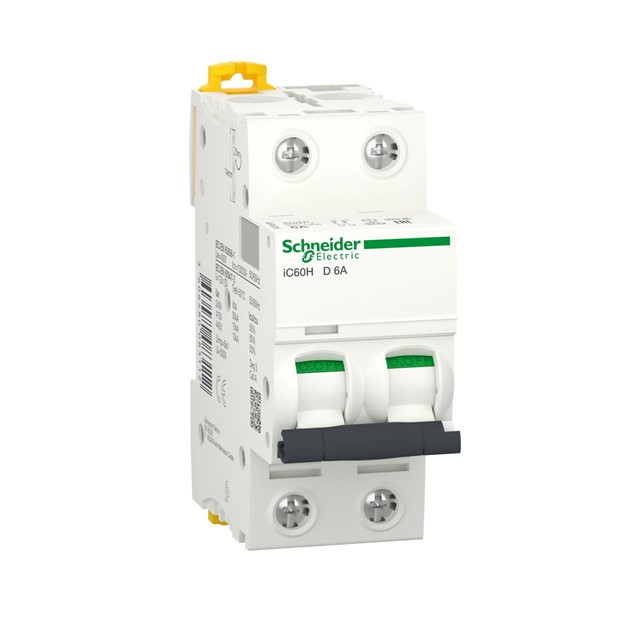Schneider iC60H - miniature circuit breaker - 2P - 6A - D curve