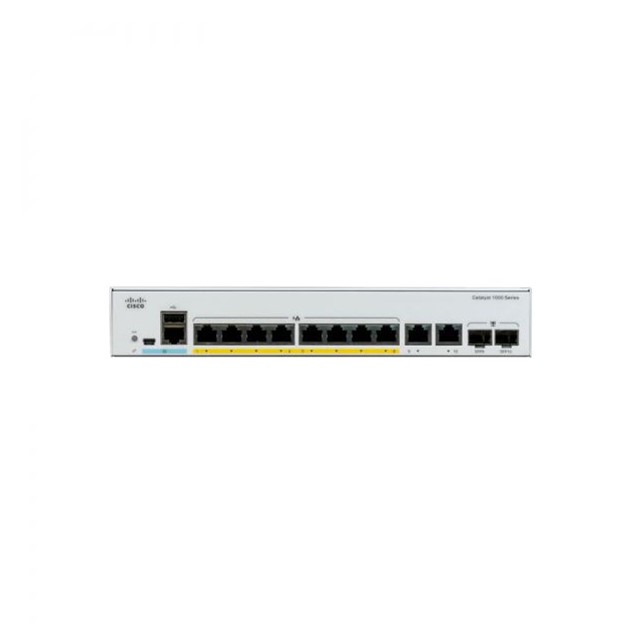 Cisco Switch Catalyst 8x 10/100/1000 Ethernet PoE+ ports and 67W PoE budget, 2x 1G SFP and RJ-45 combo uplinks, with external PS