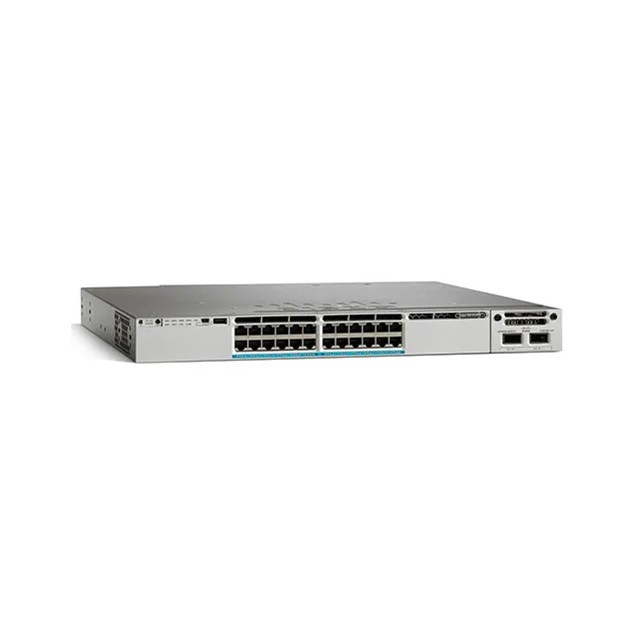 Cisco Stackable 24 100M/1G/2.5G/5G/10G UPoE ports, 1 network module slot, 1100 W AC power supply 1RU  (WS-C3850-24XU-E)
