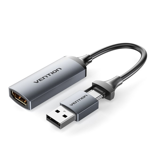 Vention HDMI-A to USB-C/USB-A Video Capture Card 0.1M Gray (ACWHA)