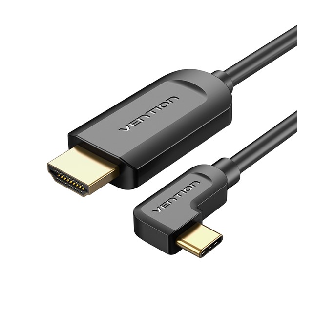 CGVBG Vention Type-C to HDMI Cable Right Angle 1.5M Black (CGVBG) - Gambar 1
