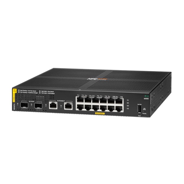 HPE Aruba Networking CX 6000 12G Class4 PoE 2G/2SFP 139W Switch