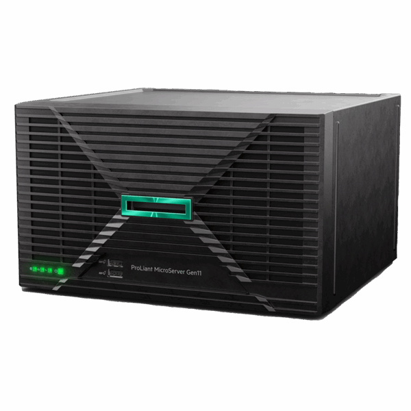 HPE ProLiant MicroServer Gen11, Intel Xeon 6315P 2.8GHz 4-Core, RAM 16GB (1x16GB UDIMM 4800MT/s), HDD 1TB x2 (SATA 7.2K), Embedded 1GbE 4-Port, Intel VROC SATA RAID, External PSU 180W, iLO 6, 1Y Warranty