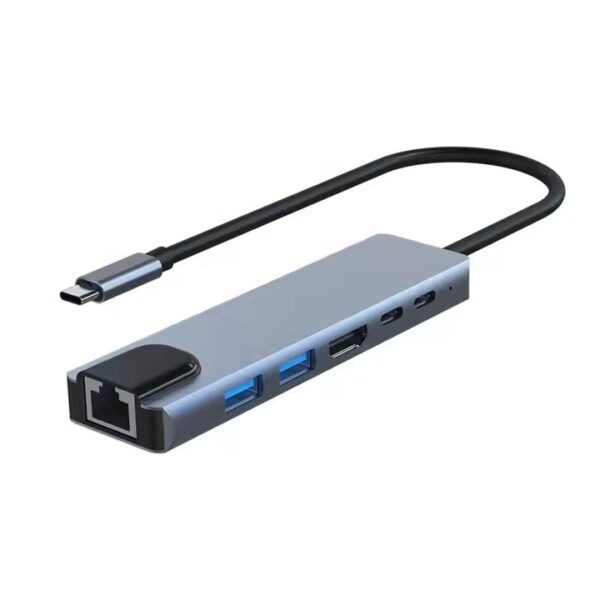 Converter USB Type-C to 8In1 4K HDMI RJ45 SD/TF Card Reader PD Multiport USB HUB