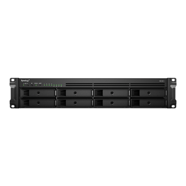 Synology RS1221+ Premium Rackmount NAS 8-Bay AMD Ryzen V1500B Quad-Core 2.2GHz RAM 16GB Including RKS-02 Rail Kit and 5 Years Warranty