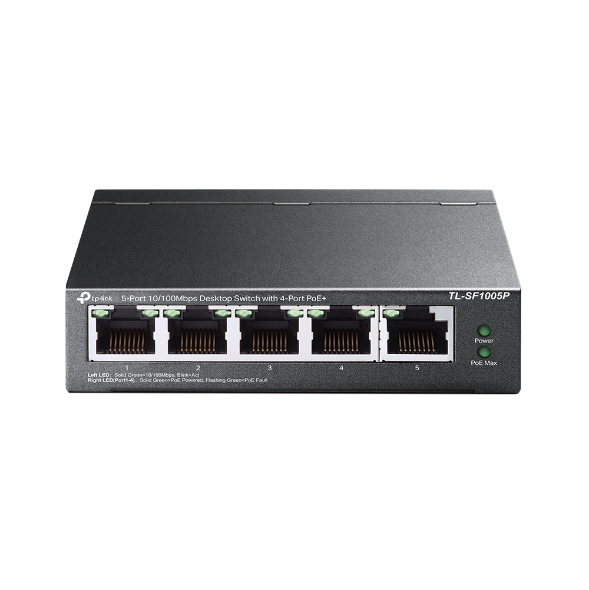 Omada5-Port 10/100Mbps Desktop Switch with 4-Port PoE+ (TL-SF1005P)