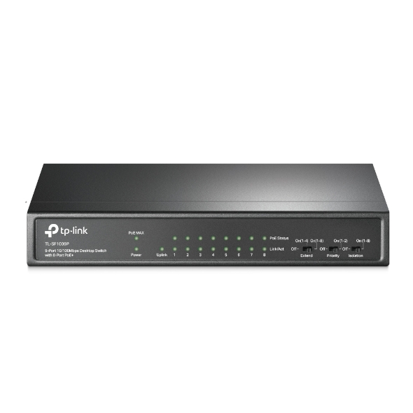 Omada 9-Port 10/100Mbps Desktop Switch with 8-Port PoE+ (TL-SF1009P)