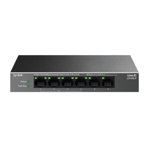 Omada 6-Port 10/100Mbps Desktop Switch with 4-Port PoE (LS106LP)