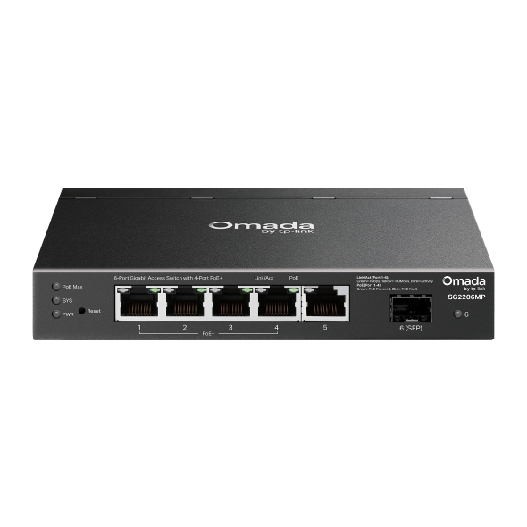 Omada Access 6-Port Gigabit Switch with 4-Port PoE+ (SG2206MP)